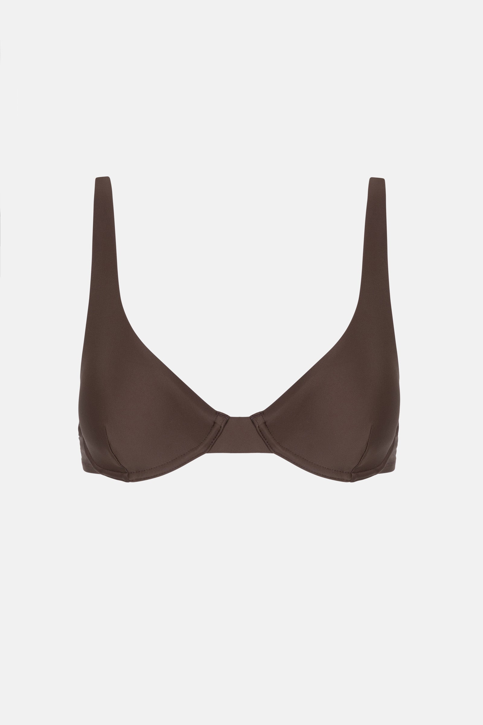 anuke Stitch Bra Top ブラウン Shiny Wide Strap Draped Bikini Bra Brown | NA-KD