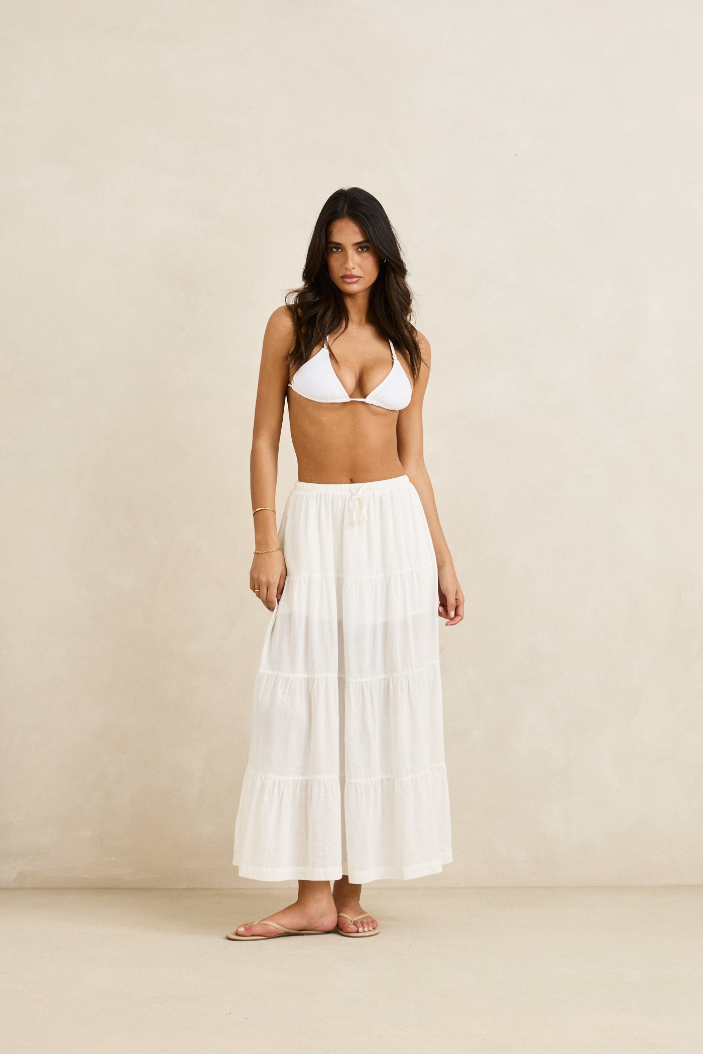 【L'Appartement】 TIERED SKIRT CLA24W-SK01-WHT-CLASSIC-TIERED