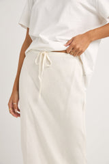 Bias Cut Maxi Skirt White