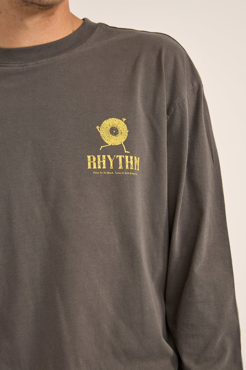 Record Vintage Ls T-Shirt Vinatge Black