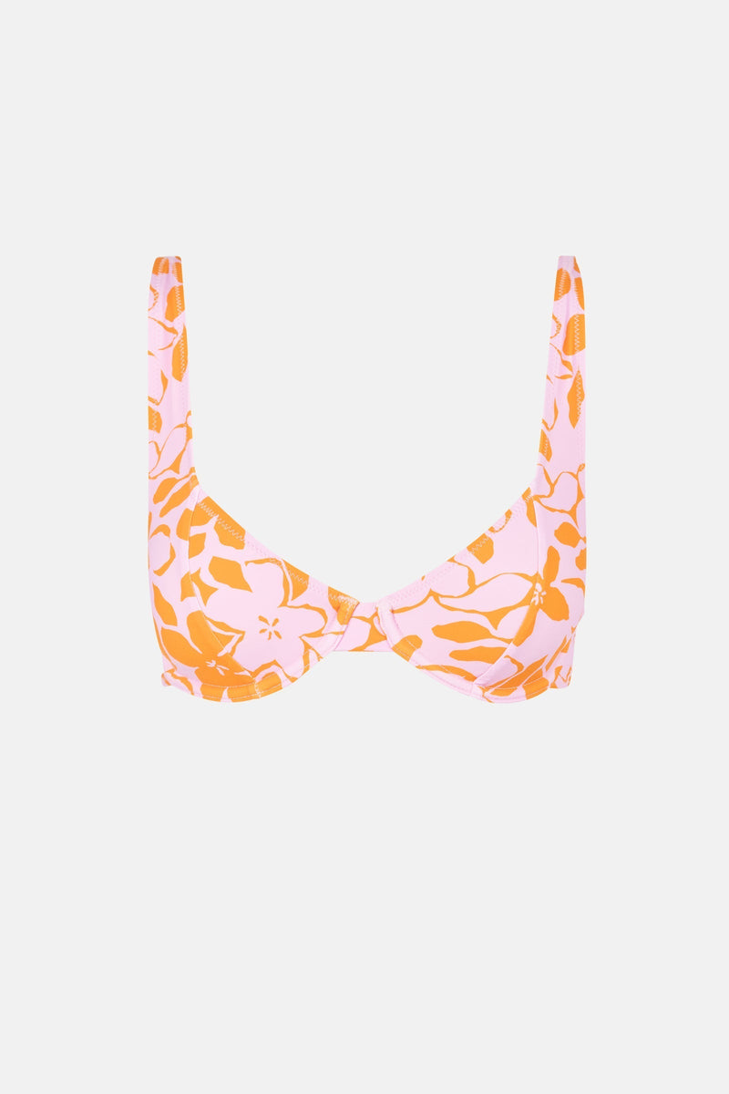 Bora Bora Floral Panelled Underwire Top Pink