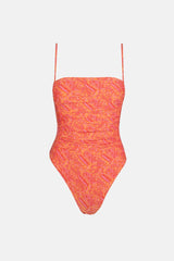 Adia Paisley Scrunched Side One Piece Orange