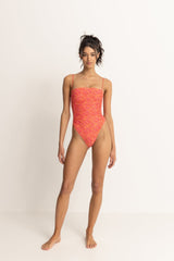 Adia Paisley Scrunched Side One Piece Orange