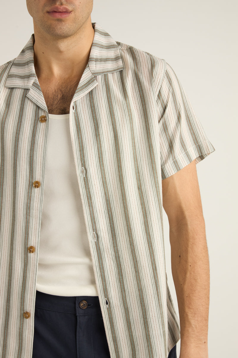 Vacation Stripe Ss Shirt Fern