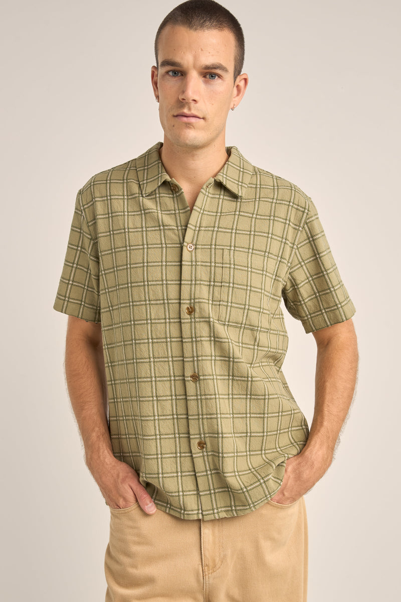 Postcard Check Ss Shirt Green