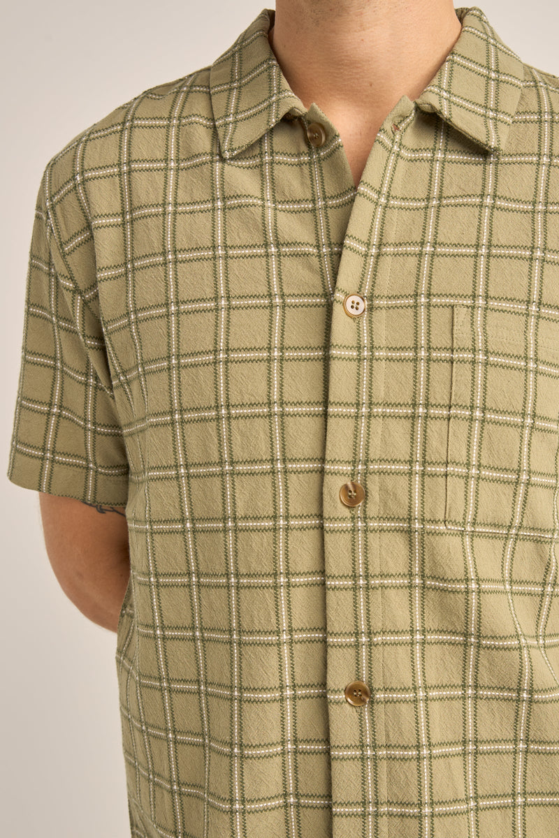 Postcard Check Ss Shirt Green