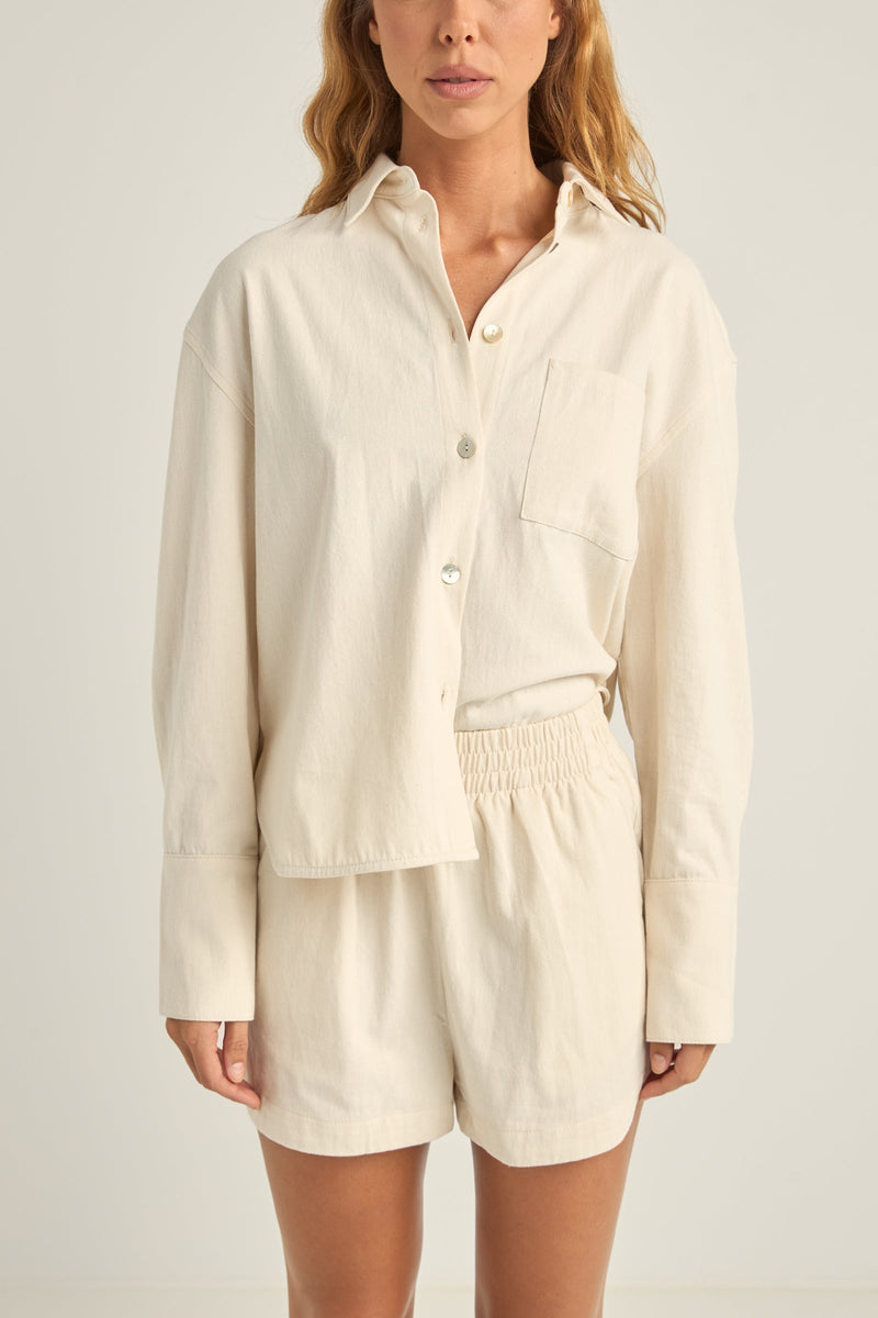 Hibiscus Overswim Shirt Cream