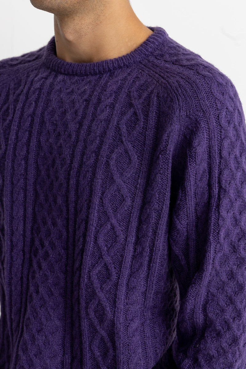 Mohair Fishermans Knit Plum