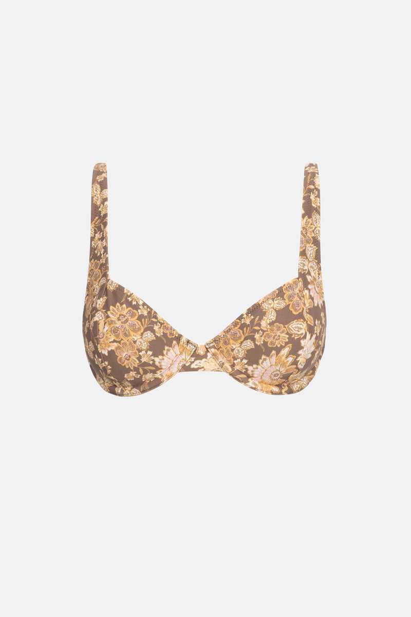 Arcadia Paisley Underwire Top Chocolate