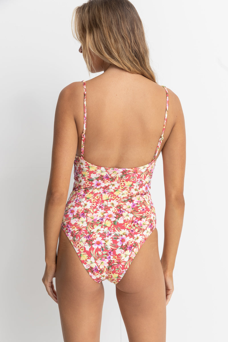 Bloom Floral Underwire One Piece Red