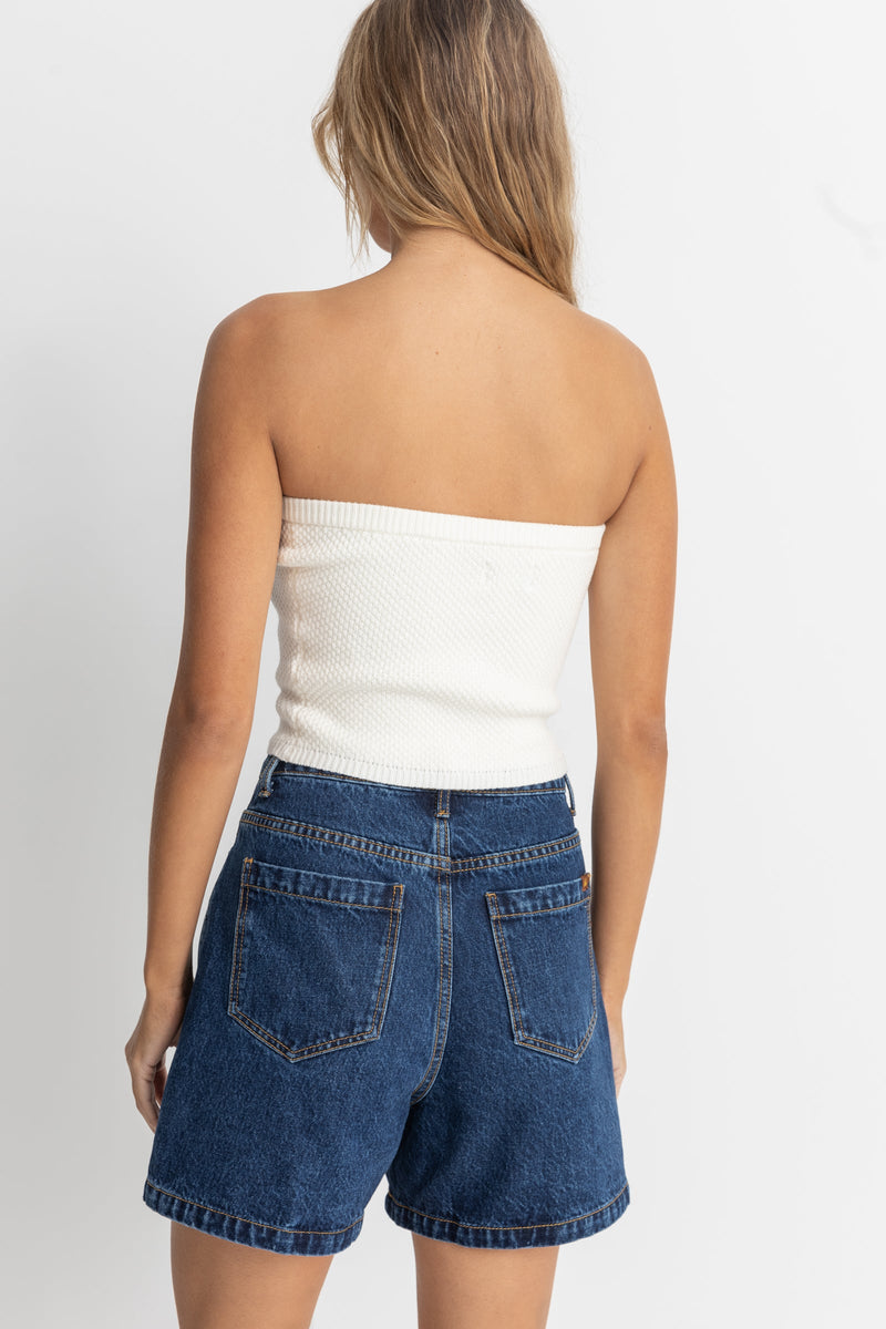 Spirit Strapless Knit Top White