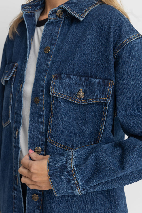 Oversized Denim Shacket Dark Wash