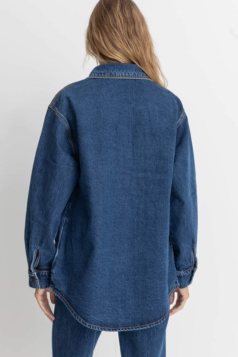 Oversized Denim Shacket Dark Wash