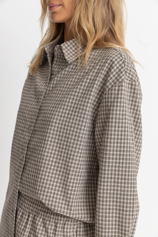 Sandy Check Oversized Shirt Natural