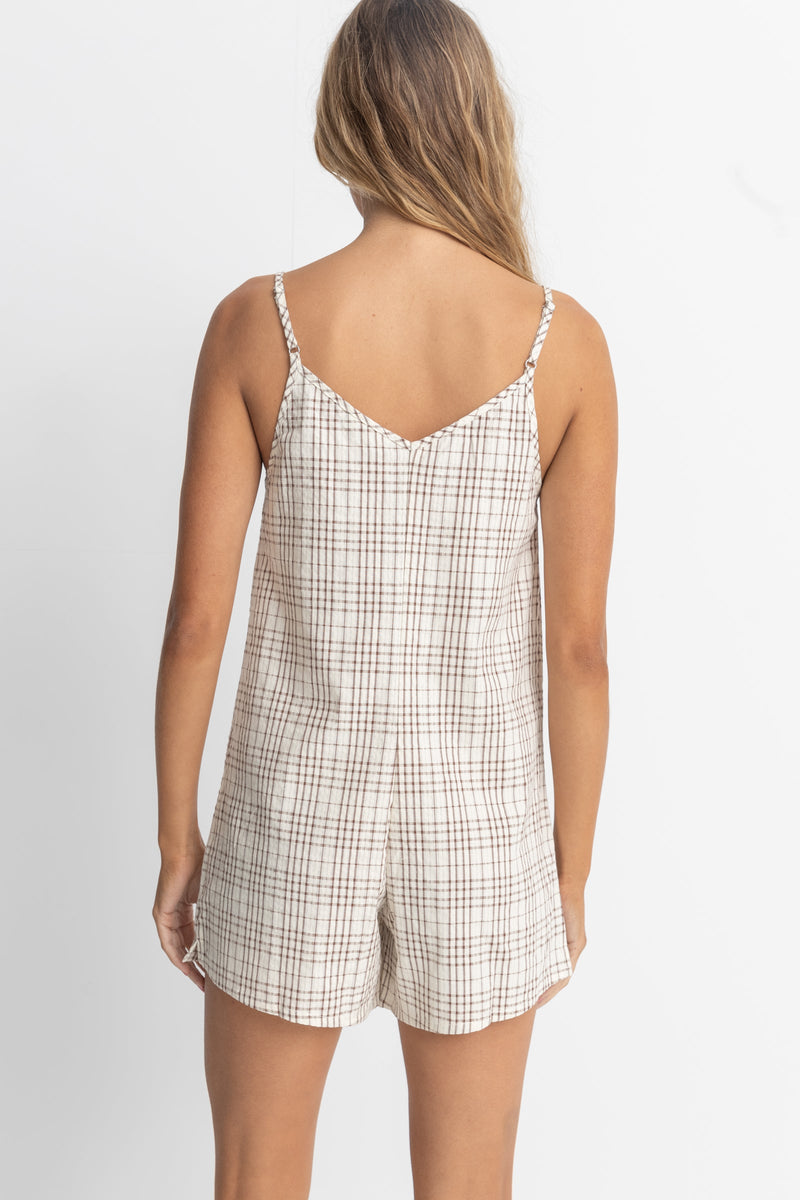 Rumi Check Romper Natural