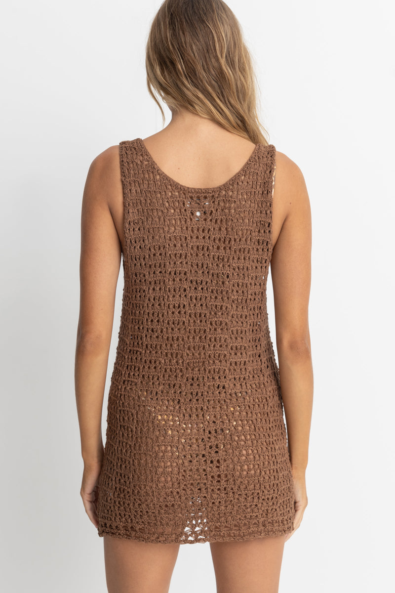 Maddie Scoop Neck Mini Dress Chocolate