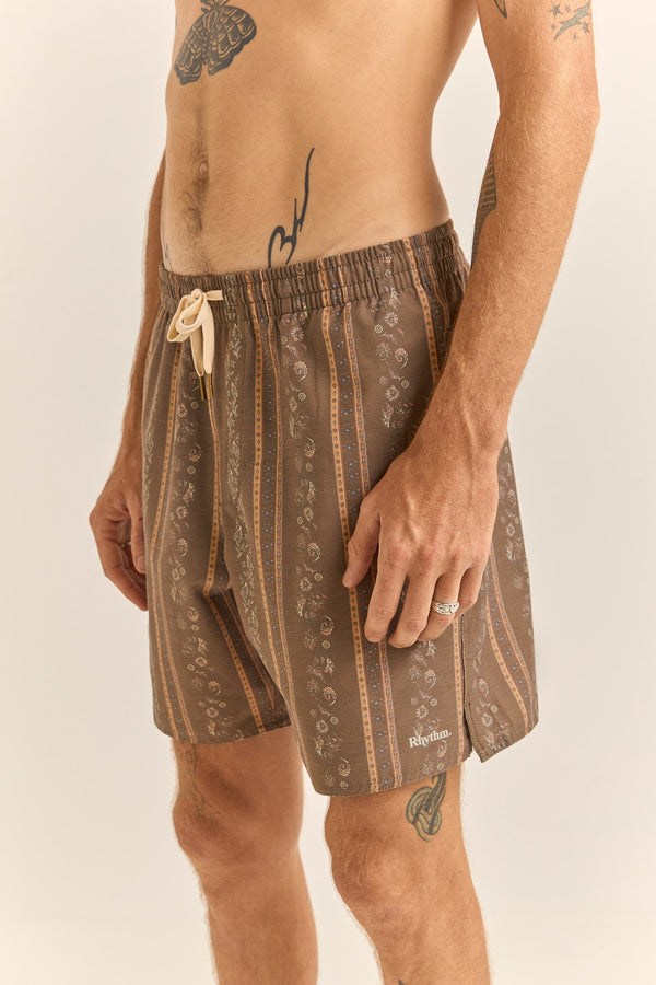 Paisley Stripe Beach Short Tobacco