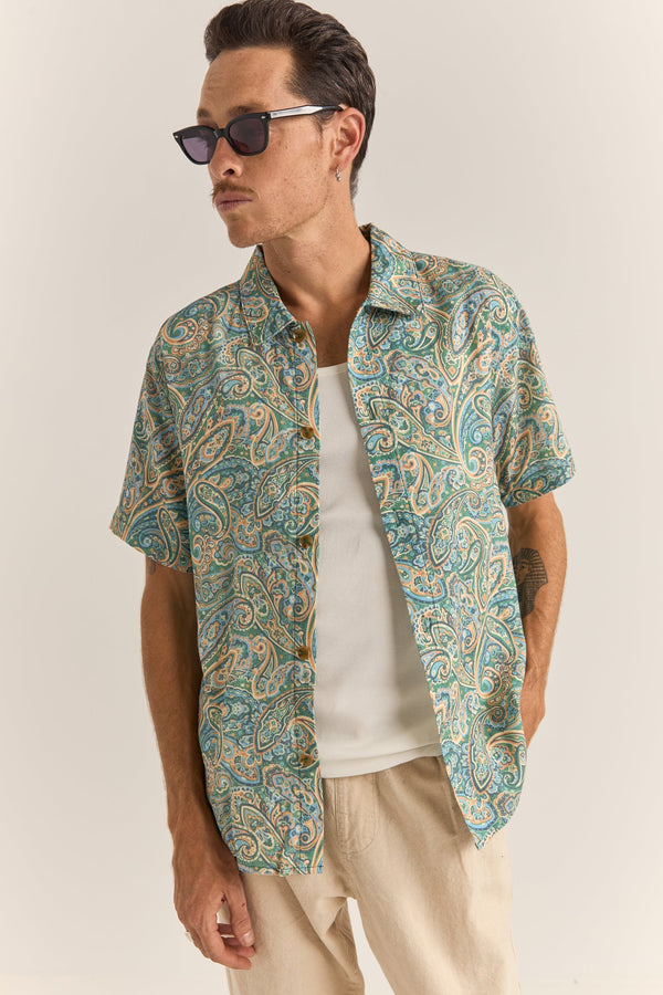 Cabo Paisley Ss Shirt Green