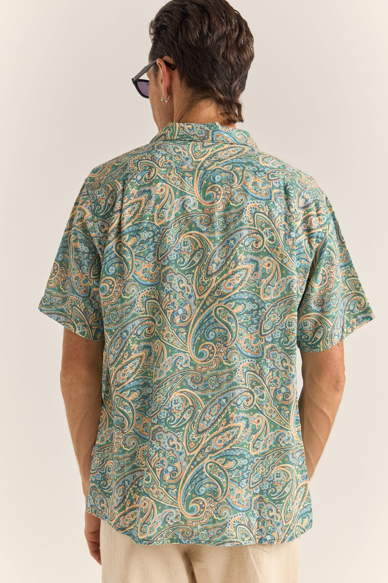 Cabo Paisley Ss Shirt Green