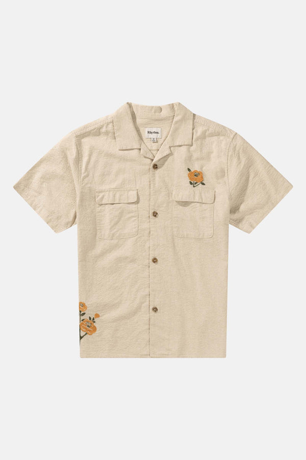 Embroidered Seersucker Ss Shirt Natural