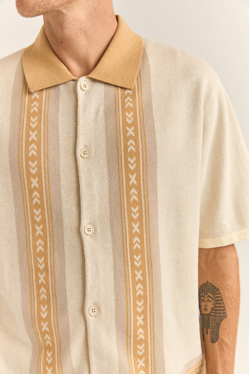 Loma Knitted Ss Shirt Natural