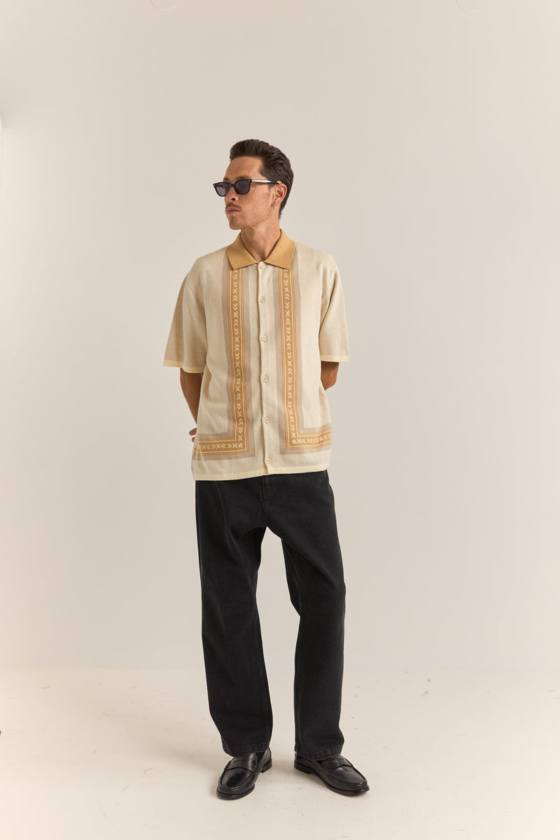 Loma Knitted Ss Shirt Natural