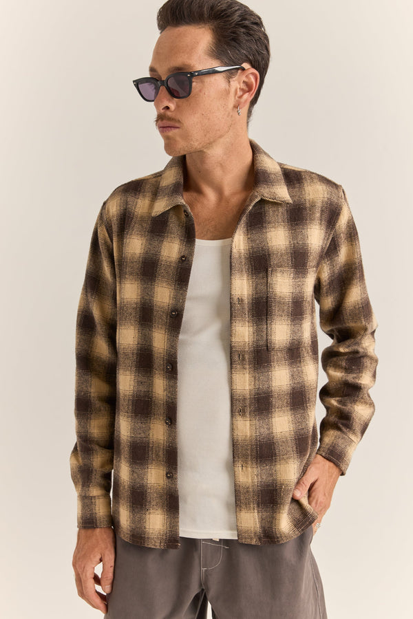 Plaid Ls Flannel Brown