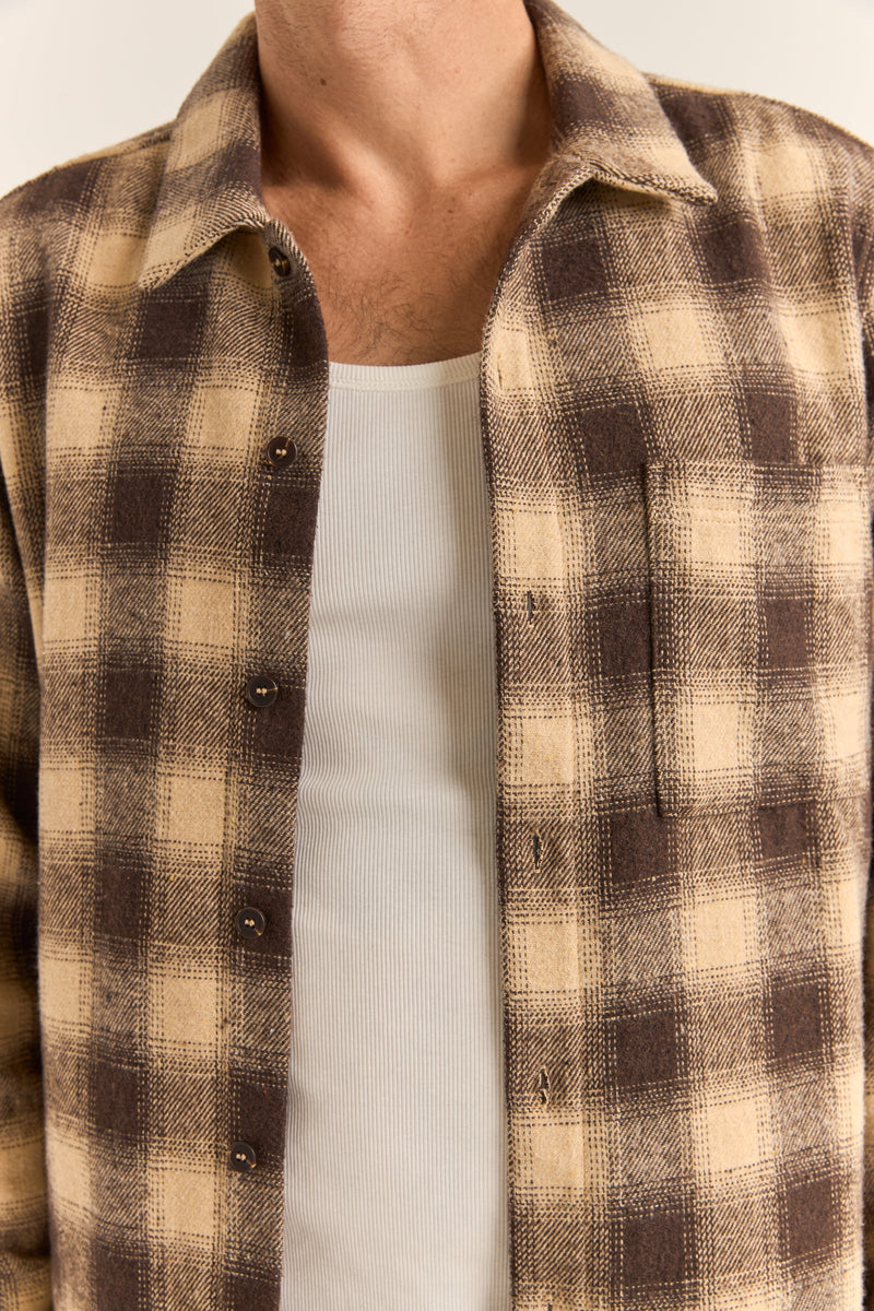 Plaid Ls Flannel Brown