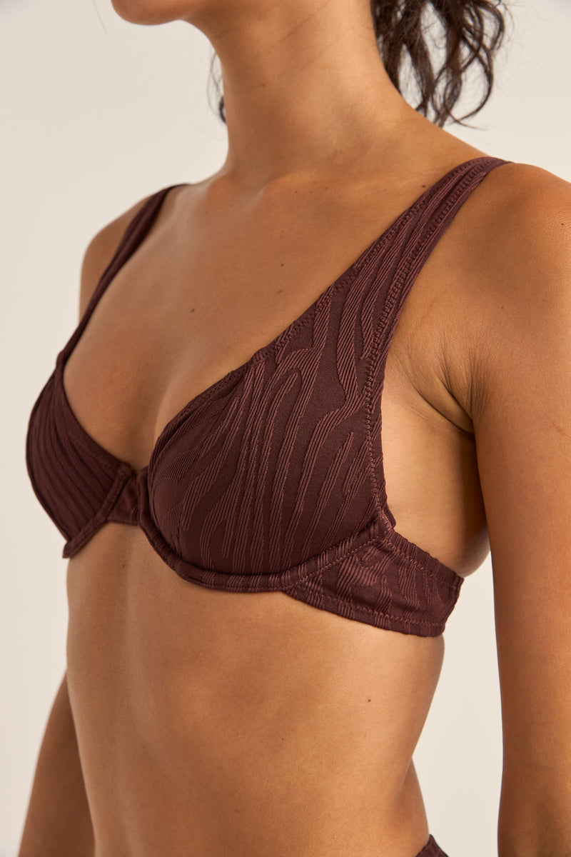 Amazon Panelled Underwire Top Chocolate