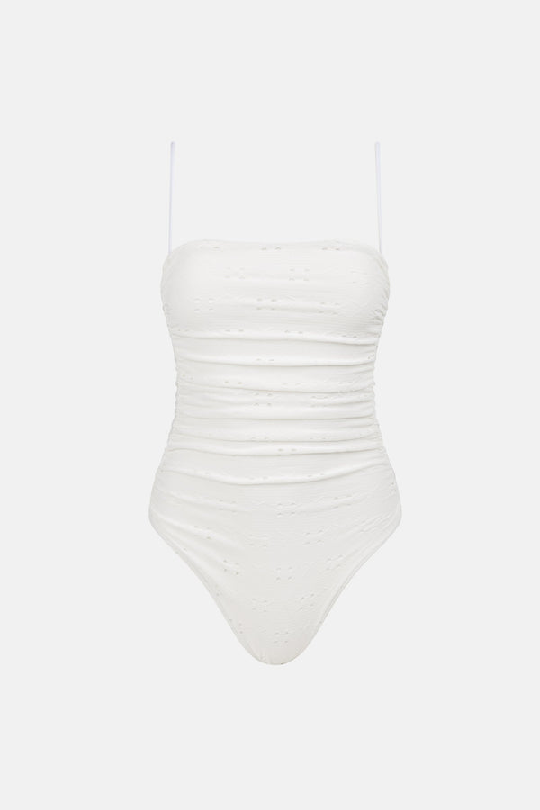 Brighton Eyelet Scrunched Side One Piece Ivory