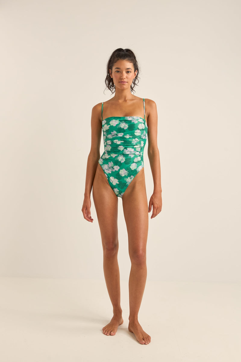 Bonita Floral Scrunched Side One Piece Green