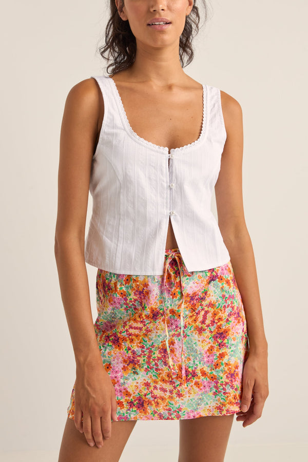 Brighton Button Front Top White