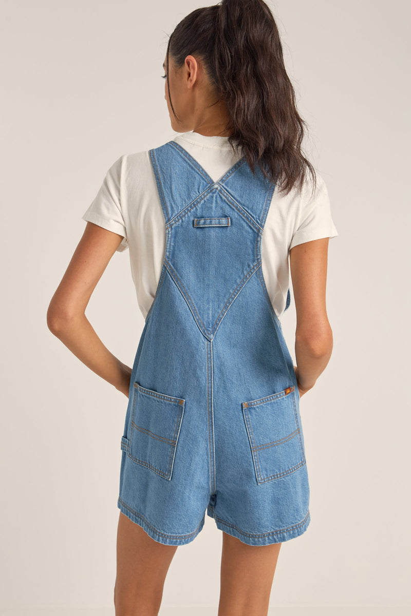 Tides Short Overall Washed Blue