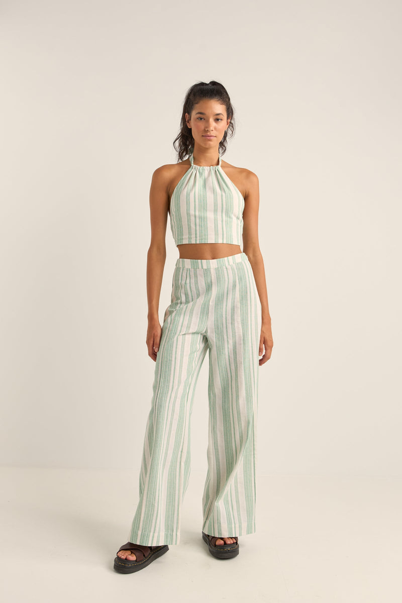 Dinero Stripe Wide Leg Pant Green