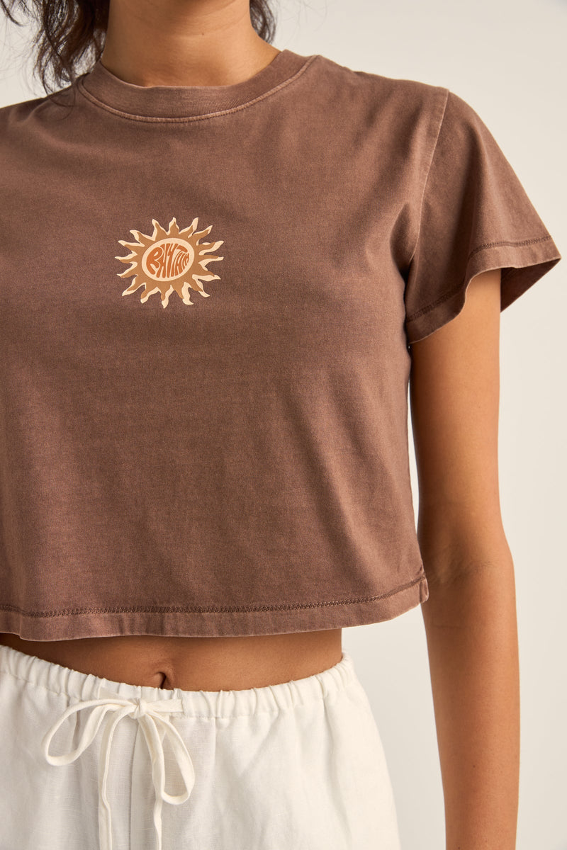 Sunshine Crop Crew Tee Chocolate