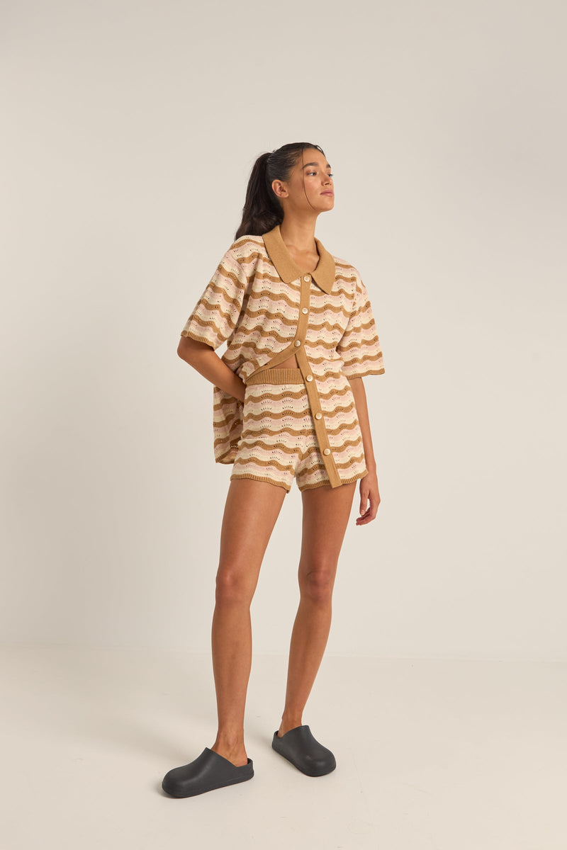 Aries Stripe Knit Short Natural