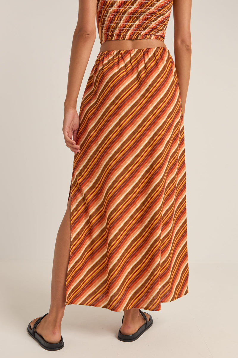 Chica Stripe Maxi Skirt Brown