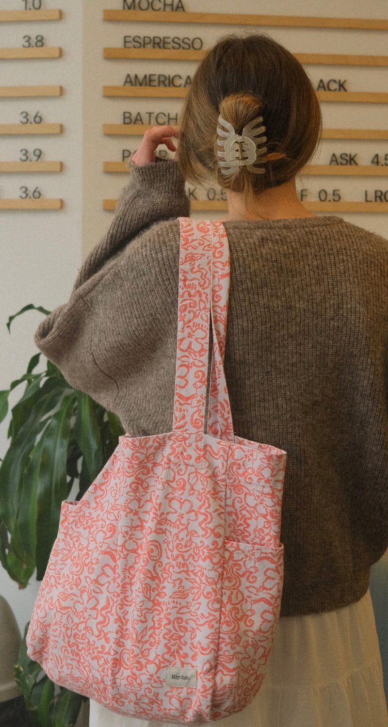 Islander Floral Tote Bag Coral