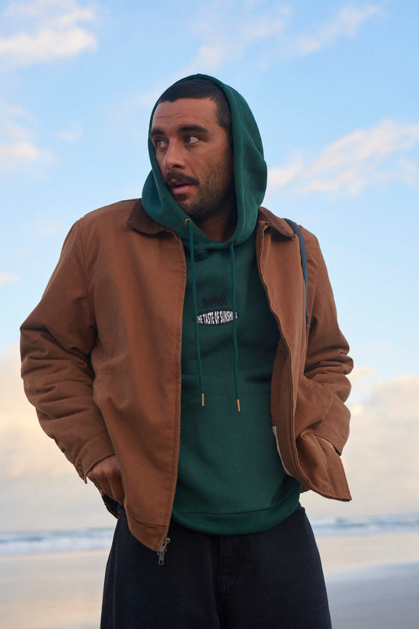 Embroidered Fleece Hood Pine