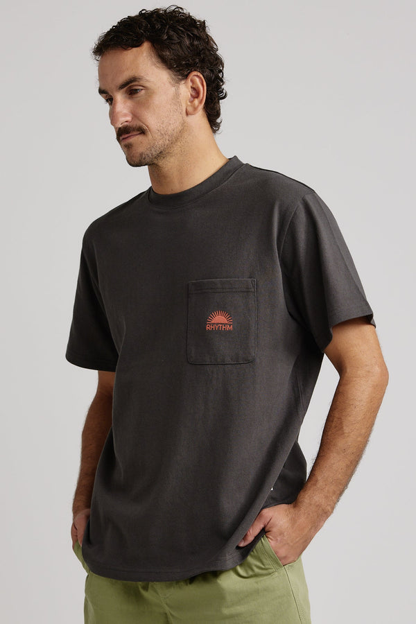 Heavy Vintage Pocket Emblem Ss T Shirt Charcoal