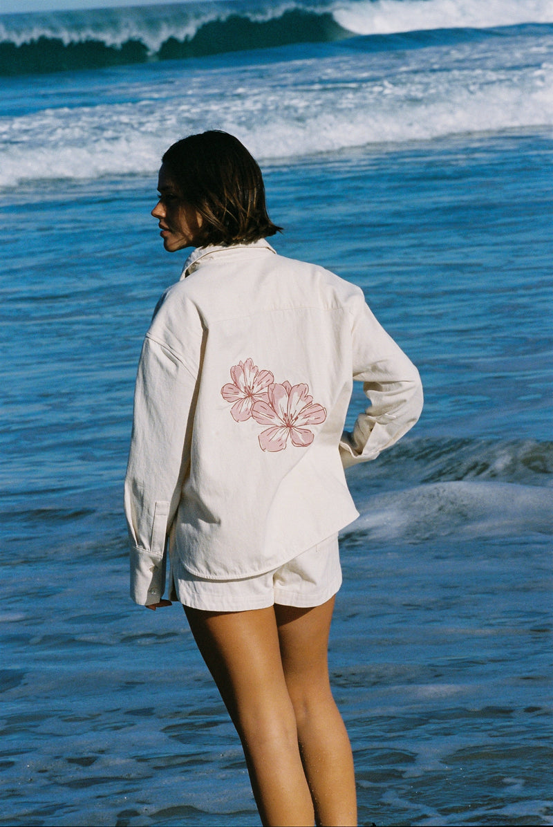 Hibiscus Overswim Shirt Cream