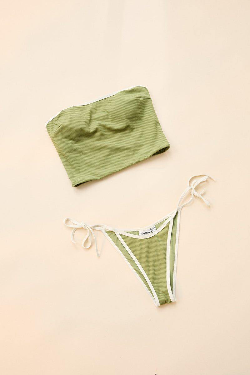 Benni Rib Longline Bandeau Top Moss