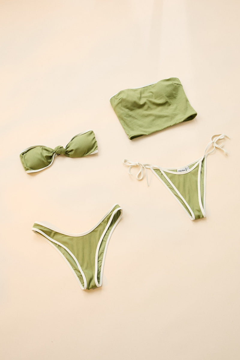 Benni Rib Knotted Bandeau Top Moss