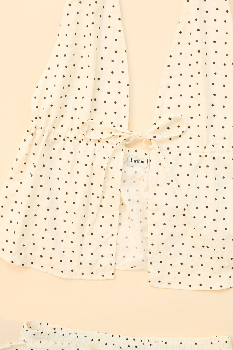 Polka Halter Top Cream