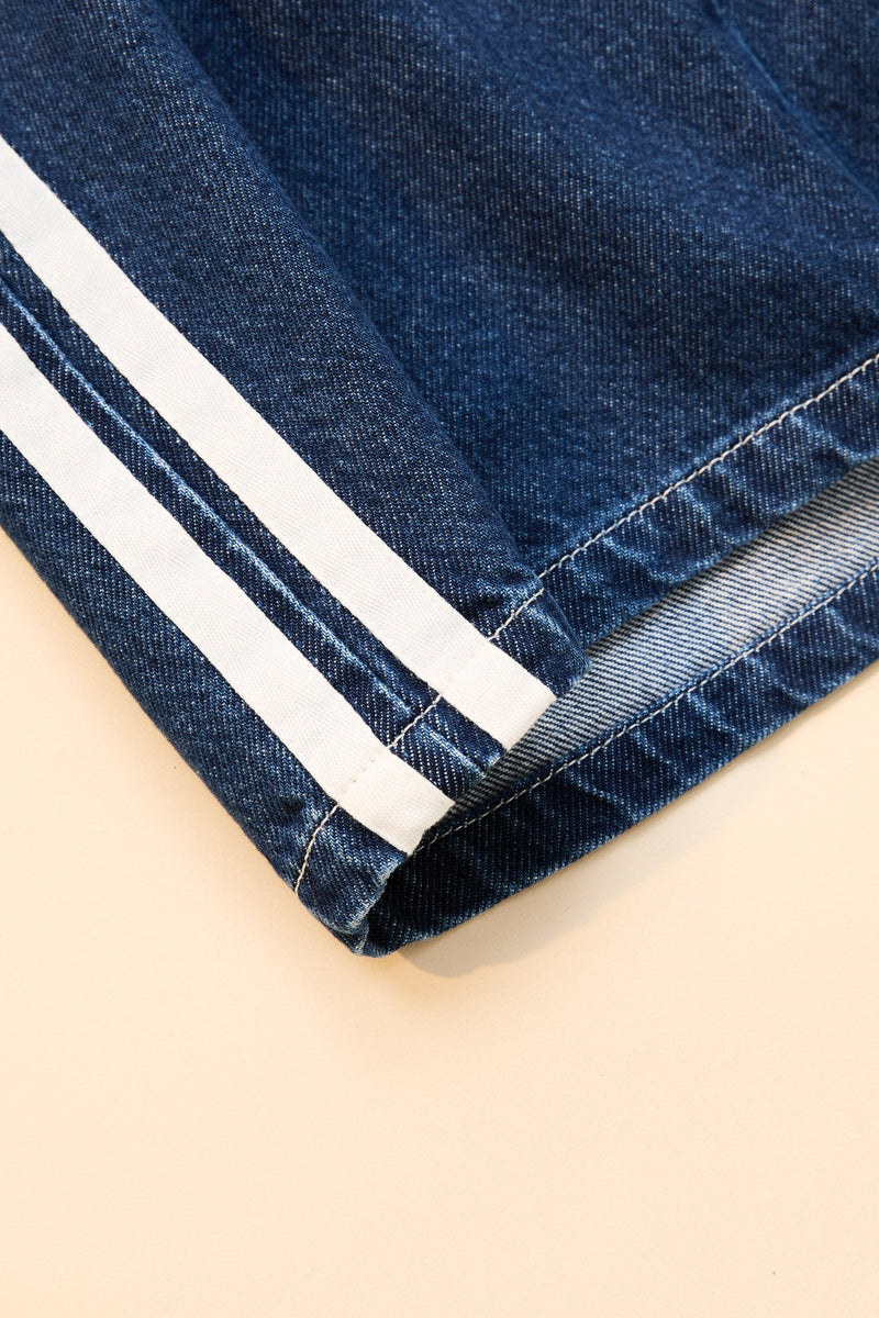 Contrast Denim Skirt  Blue