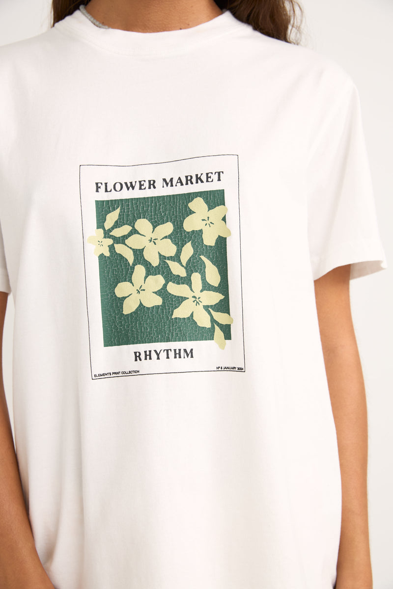 Flower Market Boyfriend Tee White