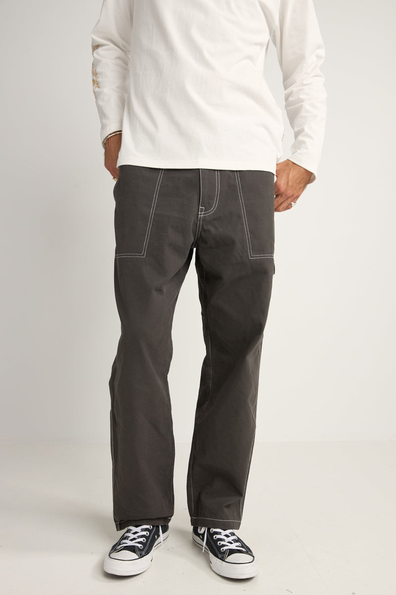 Contrast Stitch Carpenter Pant Black