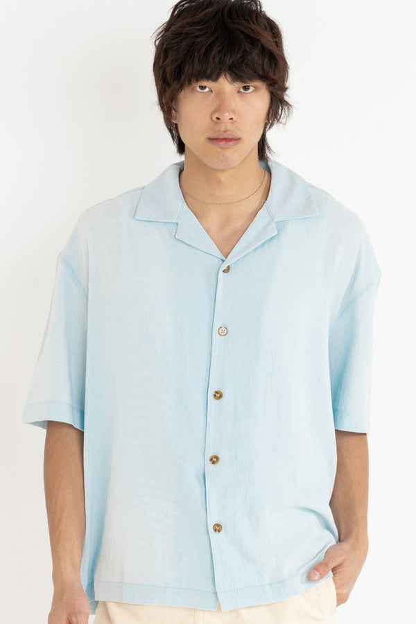 Relaxed Texture Ss Shirt Blue