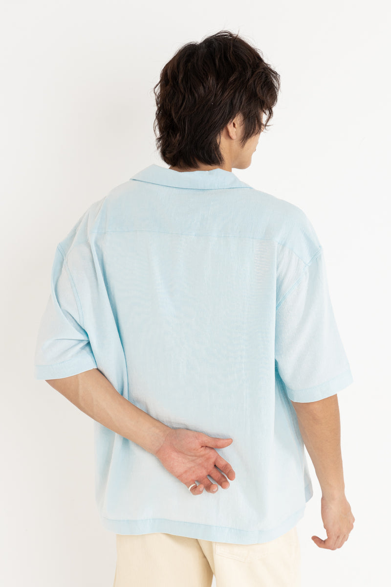 Relaxed Texture Ss Shirt Blue