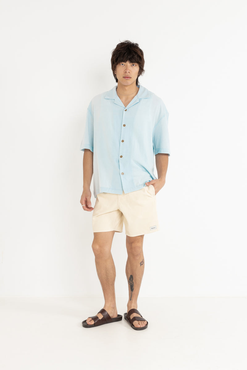 Relaxed Texture Ss Shirt Blue